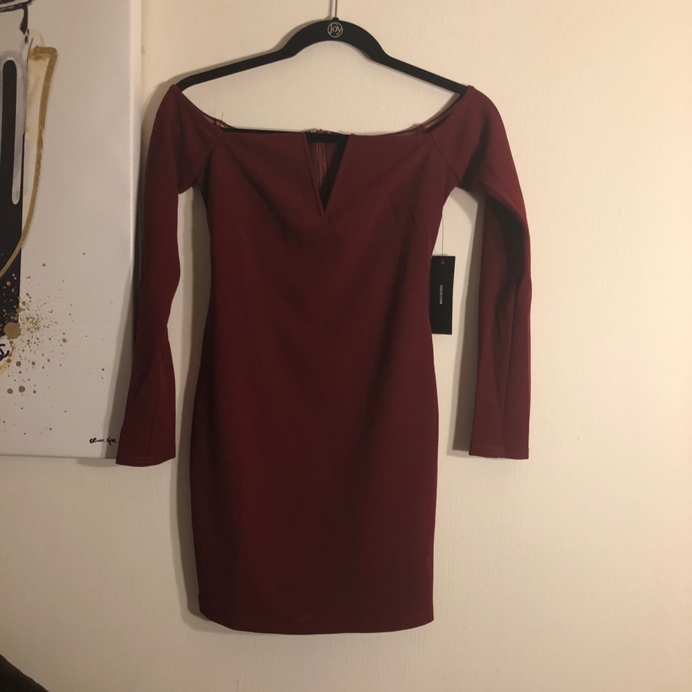 Lulu’s Deep V Maroon Cocktail Dress